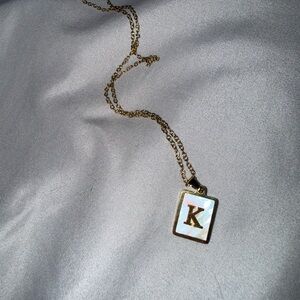 Gold Initial 'K' Pendant Necklace